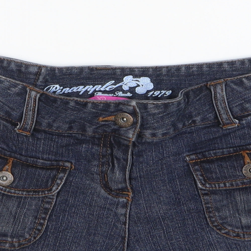 Pineapple Womens Blue Cotton Hot Pants Shorts Size 10 L3 in Regular Zip