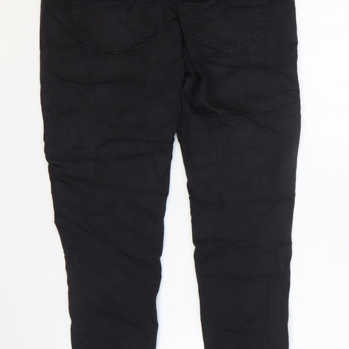 Marks and Spencer Womens Black Cotton Skinny Jeans Size 12 L25 in Slim Zip