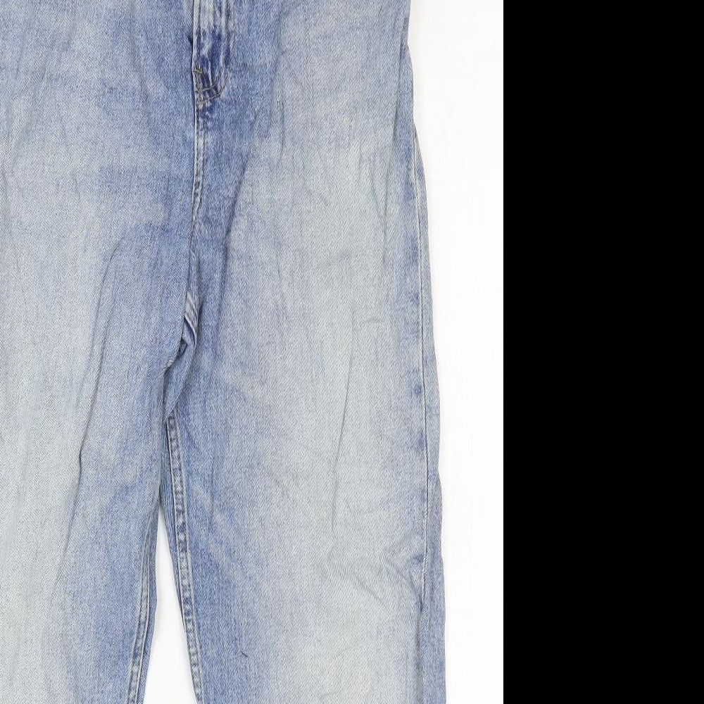 Marks and Spencer Womens Blue Cotton Straight Jeans Size 12 L26 in Regular Zip
