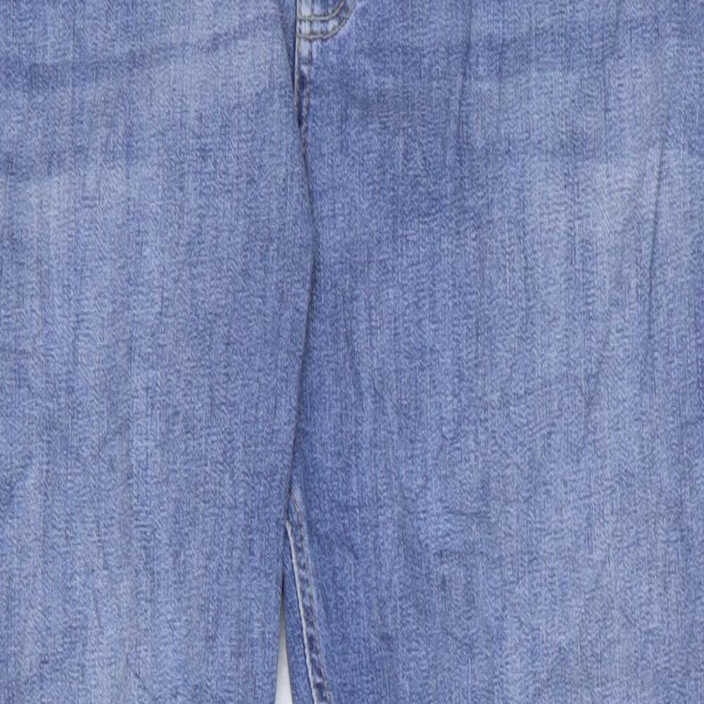 Marks and Spencer Womens Blue Cotton Flared Jeans Size 20 L28 in Slim Zip