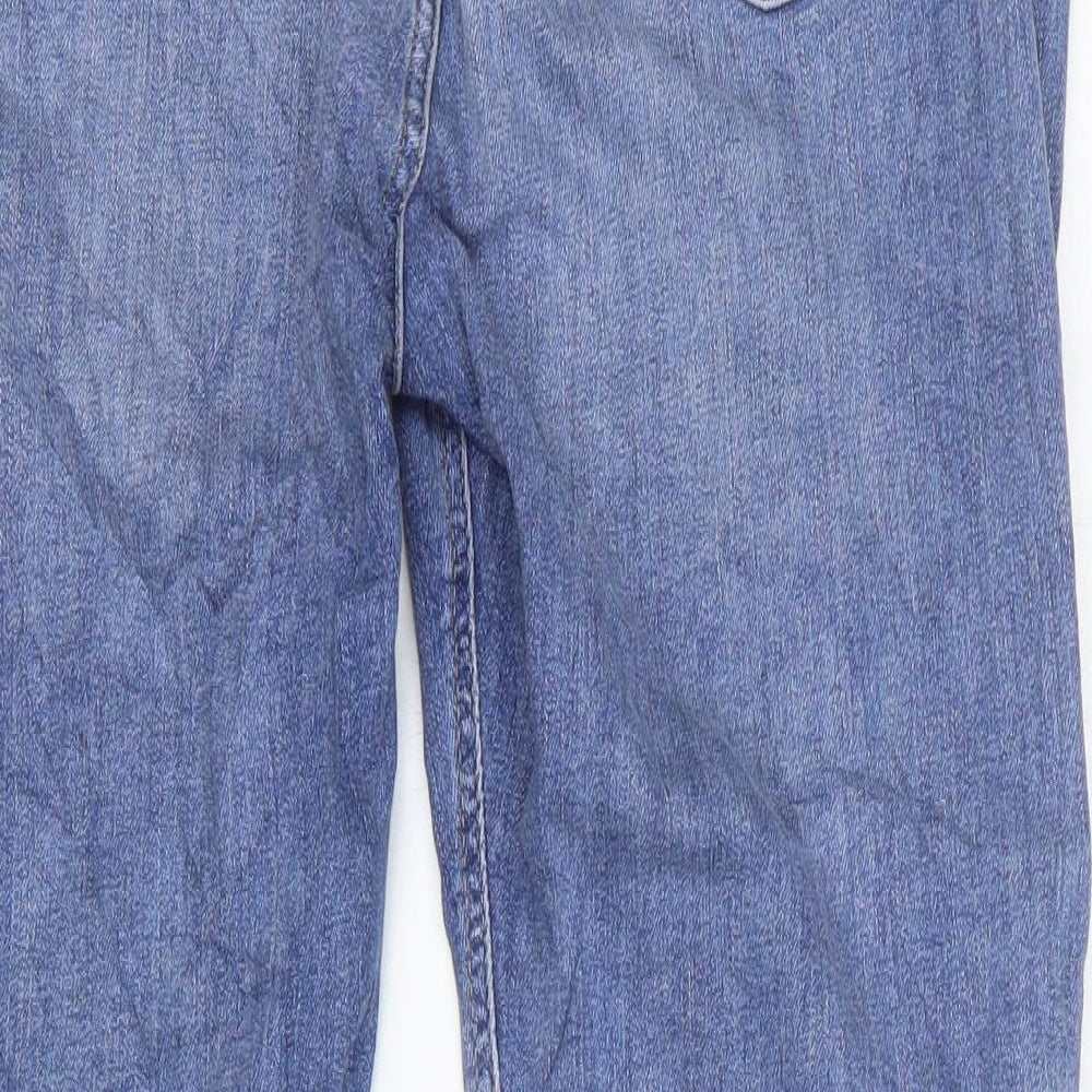 Marks and Spencer Womens Blue Cotton Flared Jeans Size 20 L28 in Slim Zip