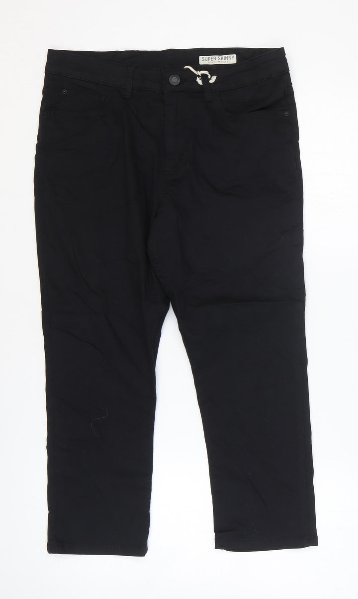 Marks and Spencer Womens Black Cotton Skinny Jeans Size 12 L21 in Regular Zip