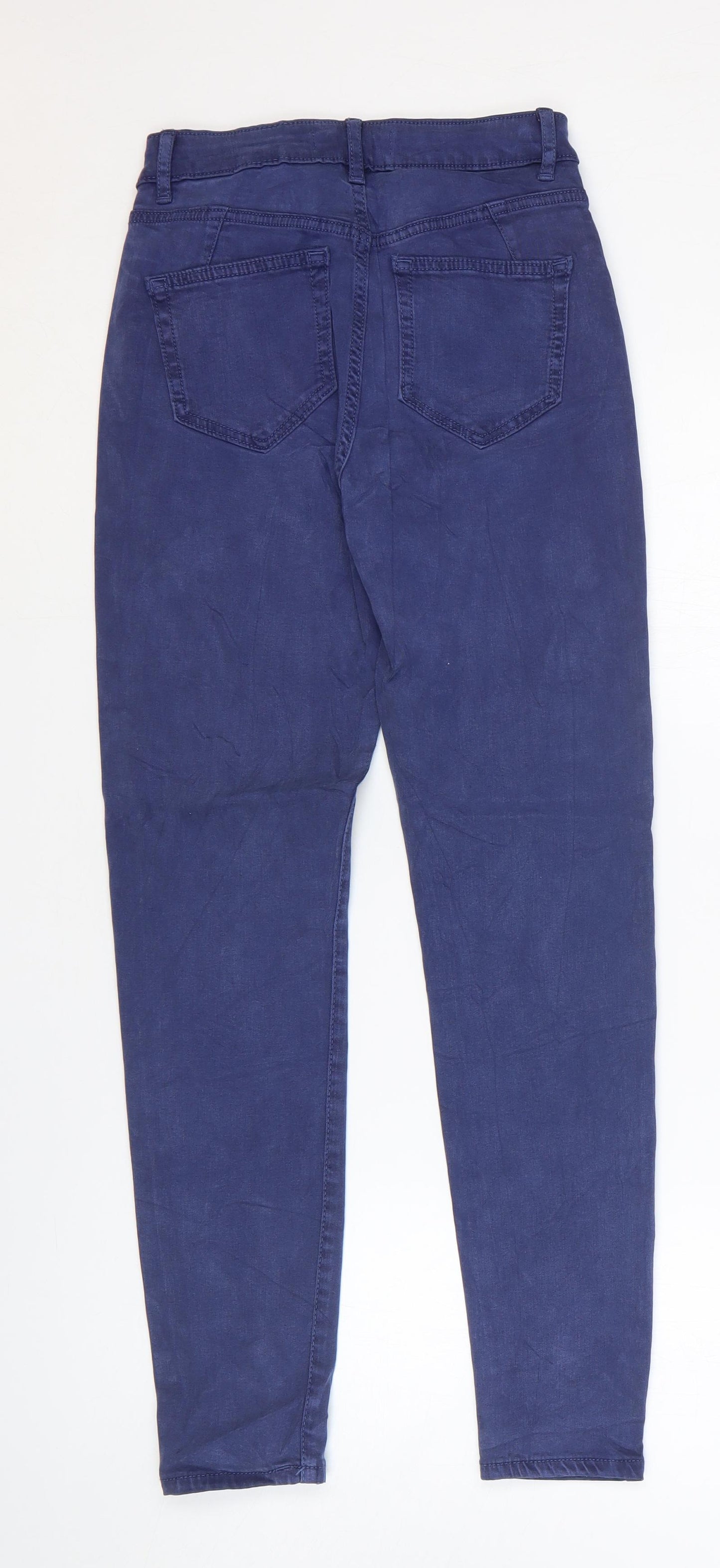 Marks and Spencer Womens Blue Cotton Skinny Jeans Size 6 L27 in Regular Zip