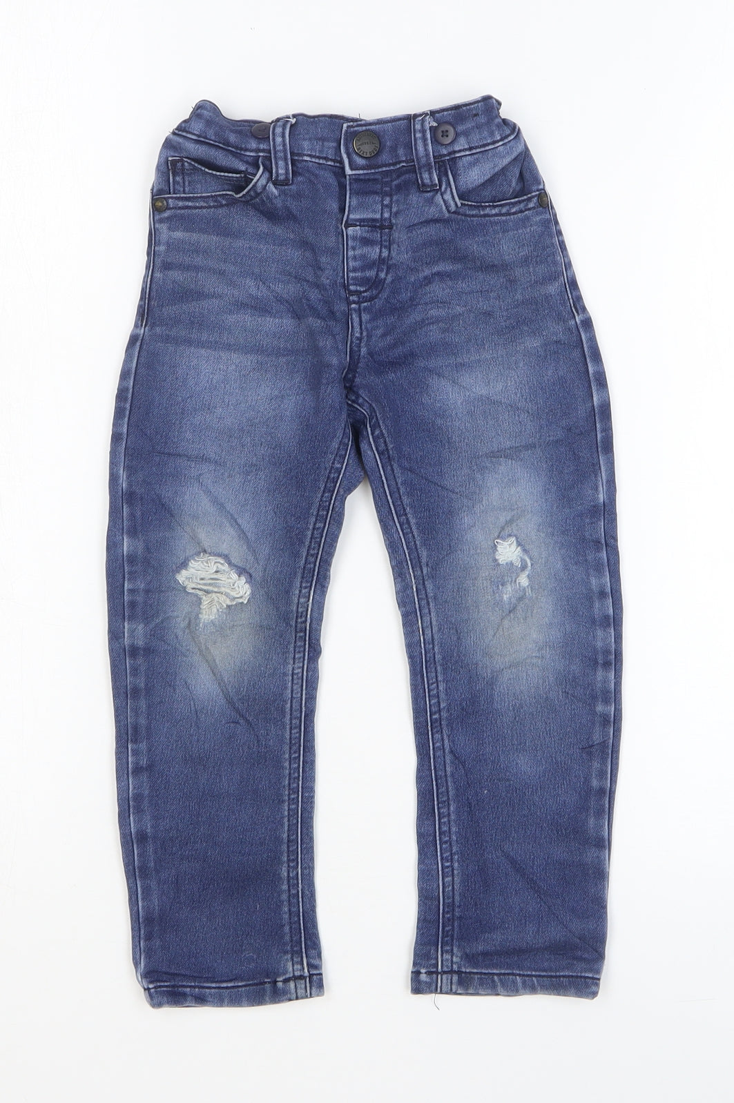 NEXT Boys Blue Cotton Skinny Jeans Size 3-4 Years Regular Zip