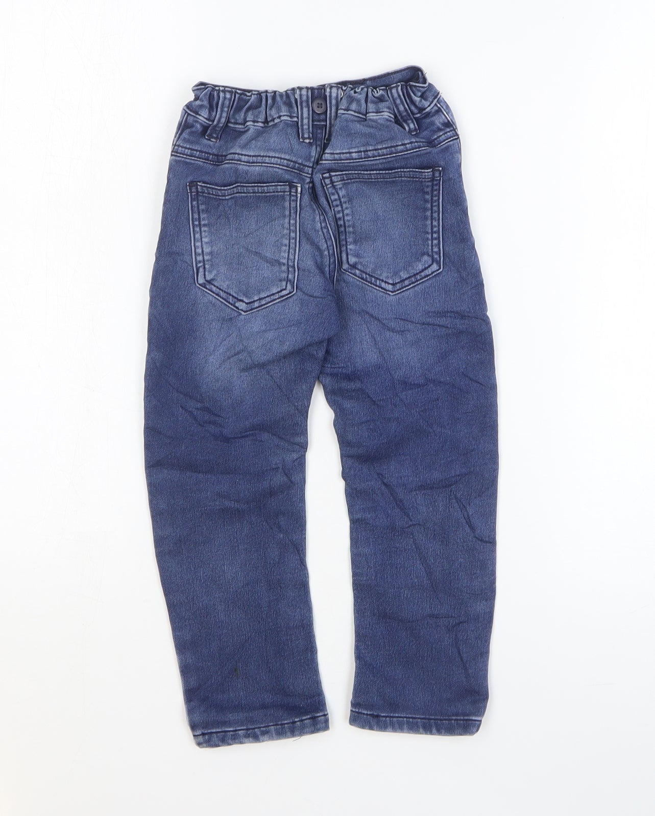 NEXT Boys Blue Cotton Skinny Jeans Size 3-4 Years Regular Zip