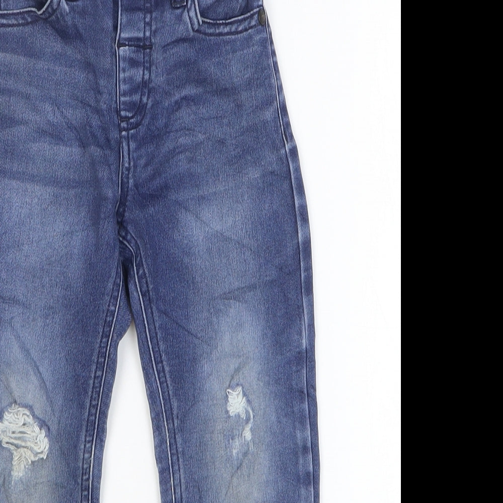 NEXT Boys Blue Cotton Skinny Jeans Size 3-4 Years Regular Zip