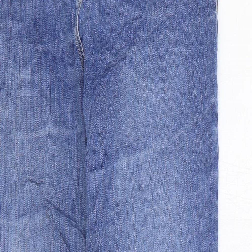 Marks and Spencer Womens Blue Cotton Straight Jeans Size 16 L27 in Regular Zip