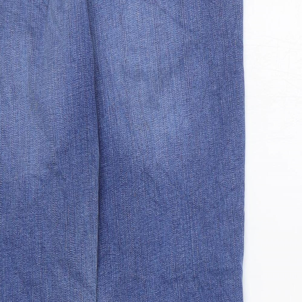 Marks and Spencer Womens Blue Cotton Straight Jeans Size 16 L27 in Regular Zip