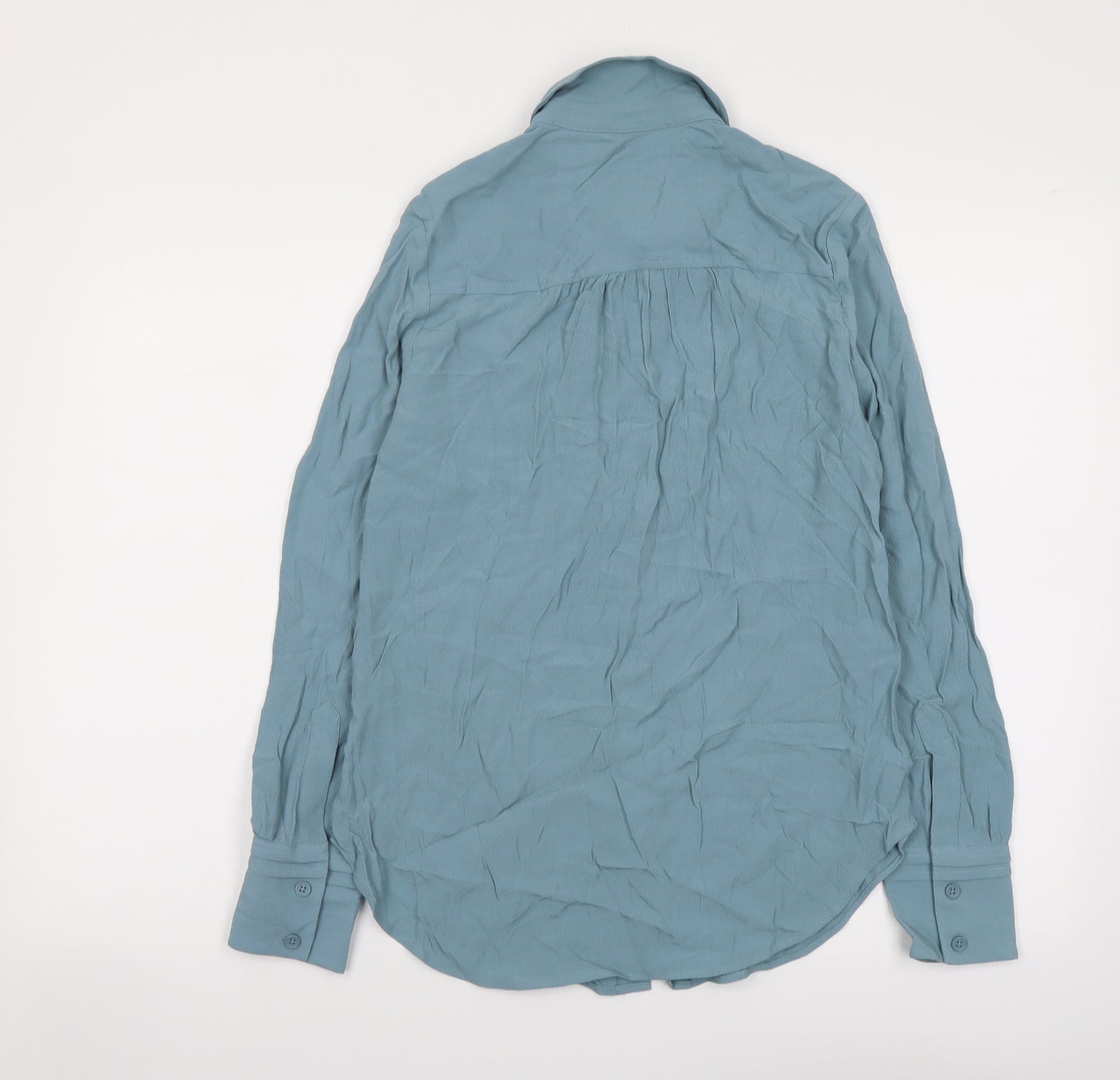 Marks and Spencer Womens Blue Viscose Basic Button-Up Size 6 Collared