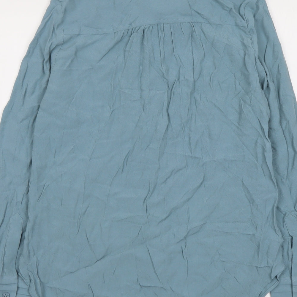 Marks and Spencer Womens Blue Viscose Basic Button-Up Size 6 Collared