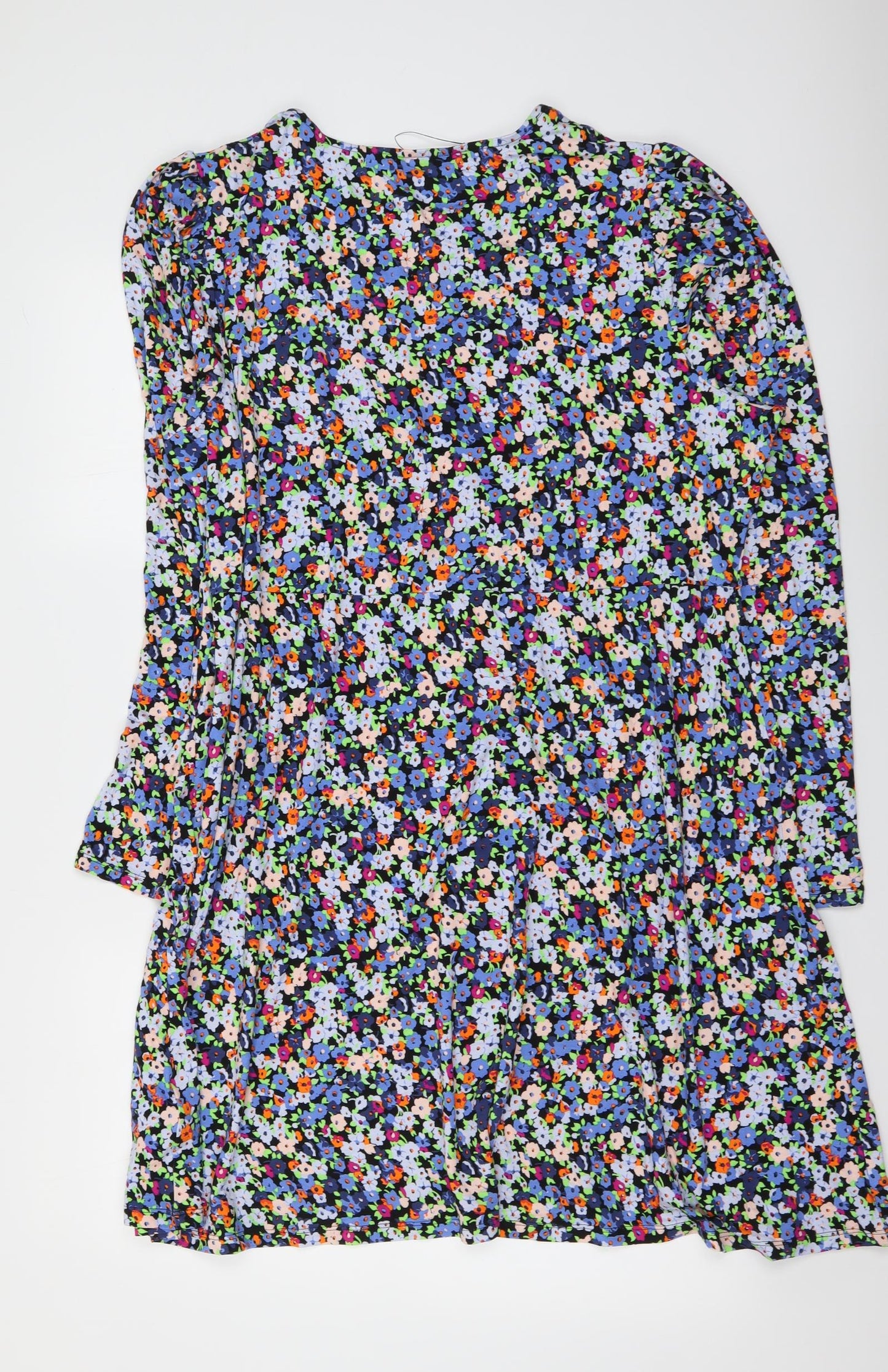 Marks and Spencer Womens Multicoloured Floral Viscose A-Line Size 20 Round Neck Pullover