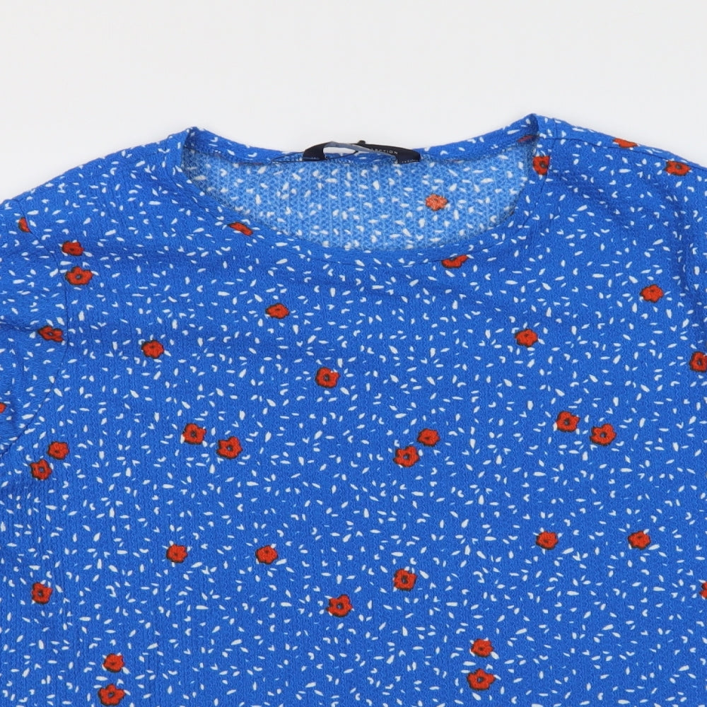 Marks and Spencer Womens Blue Floral Polyester Basic Blouse Size 22 Round Neck