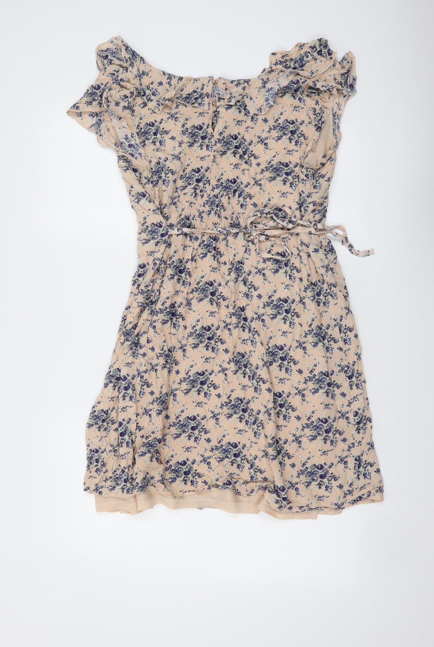 Dorothy Perkins Womens Beige Floral Polyester A-Line Size 18 Boat Neck Pullover