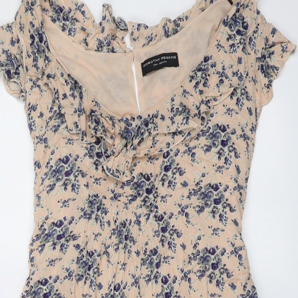 Dorothy Perkins Womens Beige Floral Polyester A-Line Size 18 Boat Neck Pullover