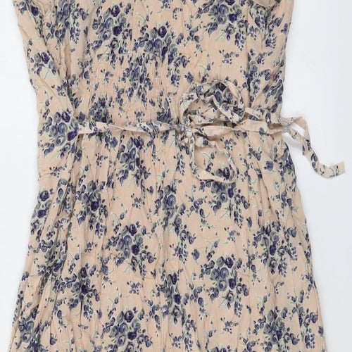 Dorothy Perkins Womens Beige Floral Polyester A-Line Size 18 Boat Neck Pullover