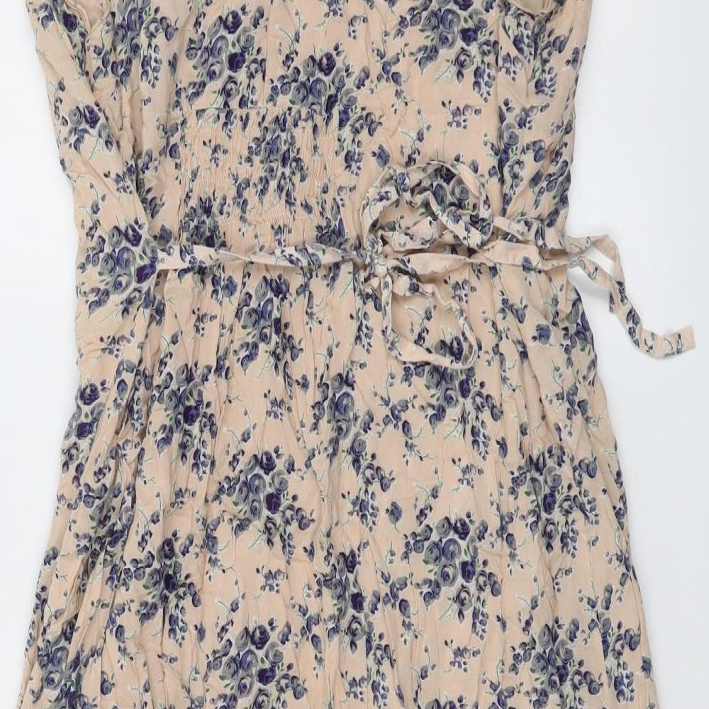 Dorothy Perkins Womens Beige Floral Polyester A-Line Size 18 Boat Neck Pullover
