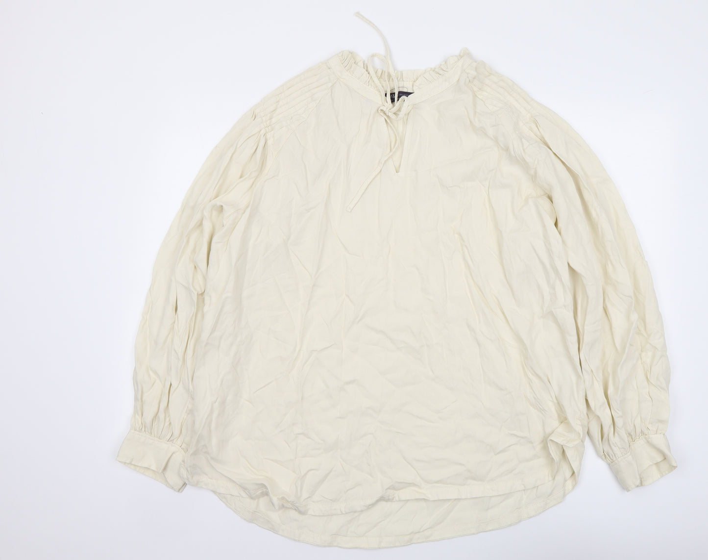 Marks and Spencer Womens Beige Lyocell Basic Blouse Size 20 Round Neck