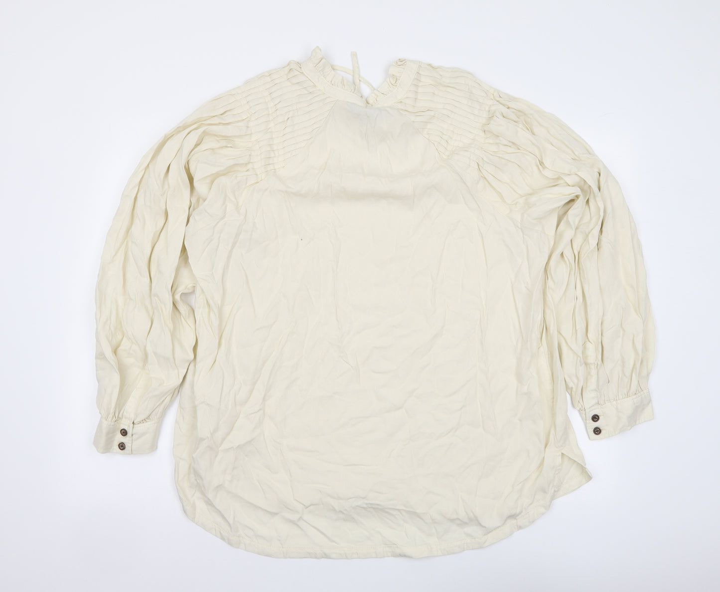 Marks and Spencer Womens Beige Lyocell Basic Blouse Size 20 Round Neck
