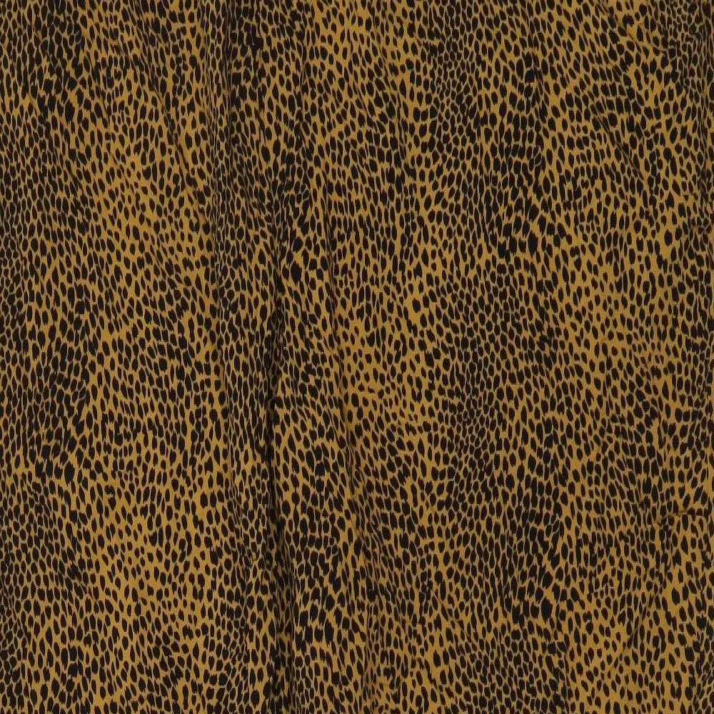 Marks and Spencer Womens Brown Animal Print Viscose Trousers Size 20 L26 in Regular Drawstring - Leopard pattern