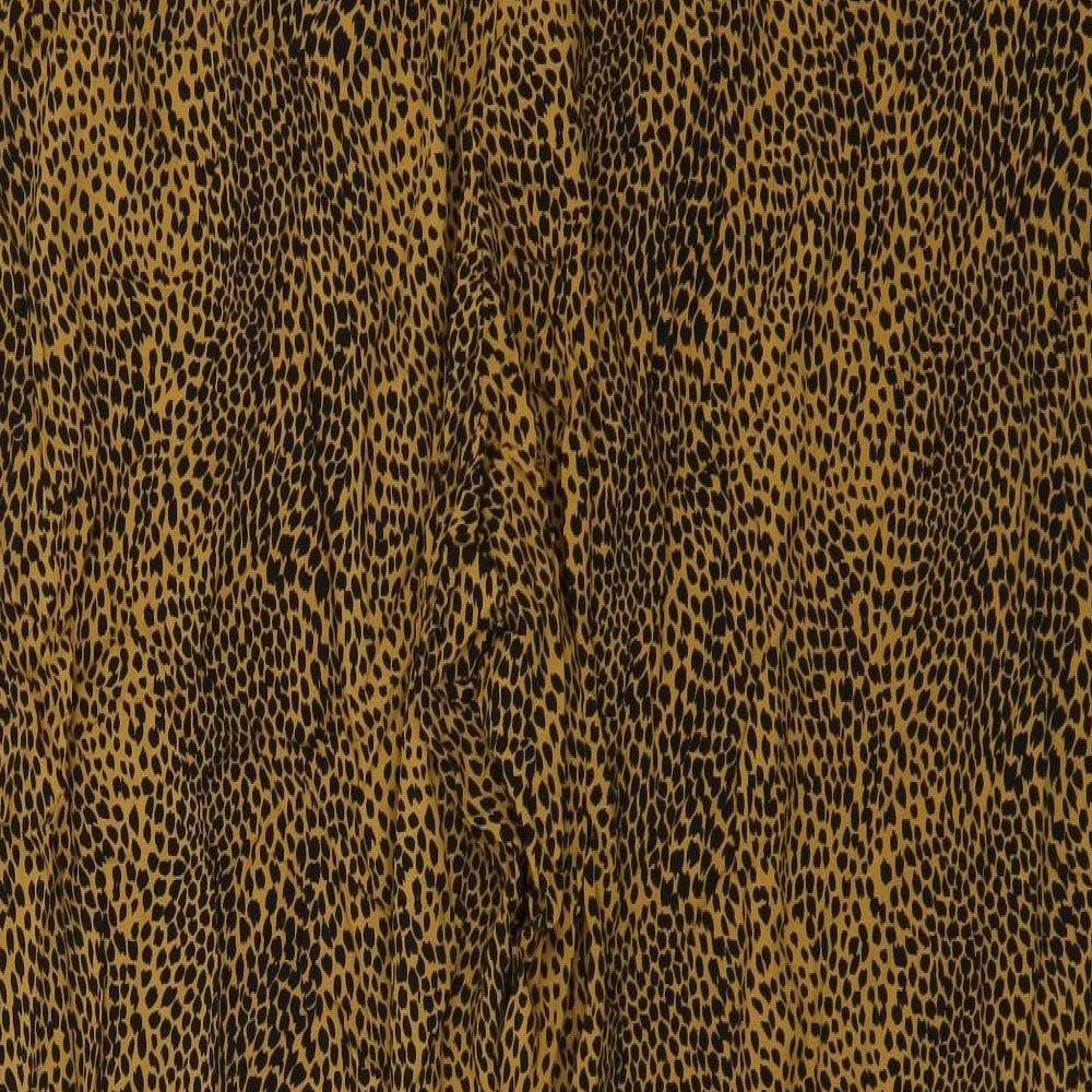 Marks and Spencer Womens Brown Animal Print Viscose Trousers Size 20 L26 in Regular Drawstring - Leopard pattern