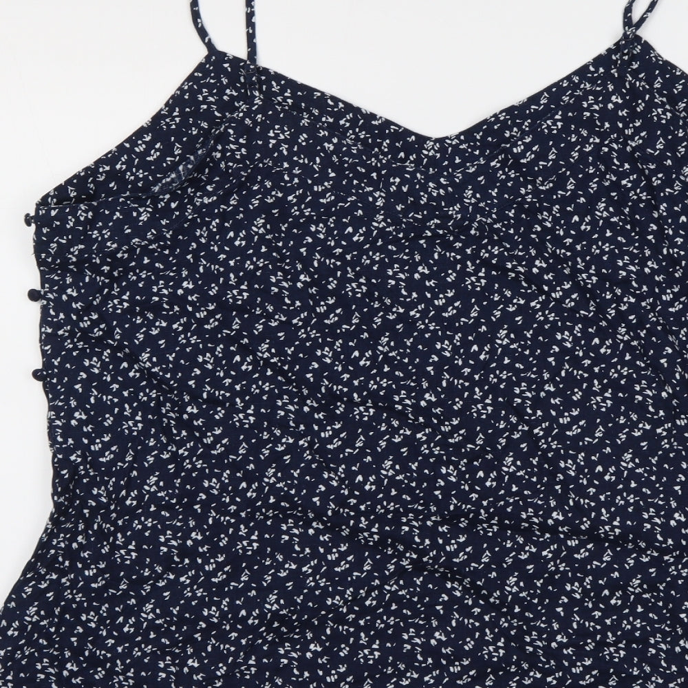 Marks and Spencer Womens Blue Geometric Linen Camisole Tank Size 22 V-Neck