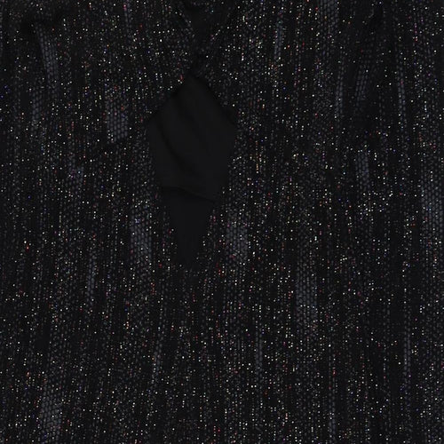 Topshop Womens Black Polyester Mini Size 8 V-Neck Pullover