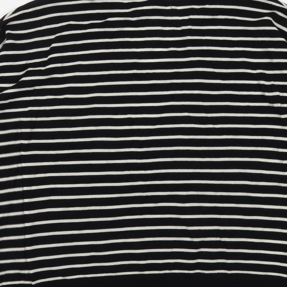 Marks and Spencer Womens Black V-Neck Striped Wool Pullover Jumper Size M