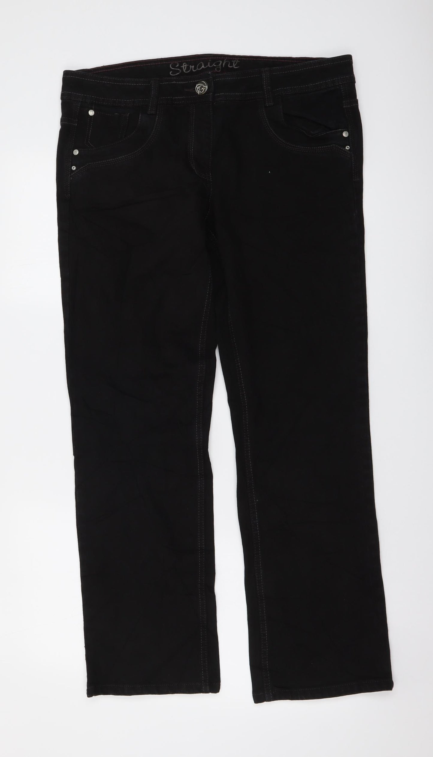 George Womens Brown Cotton Straight Jeans Size 14 L30 in Regular Button
