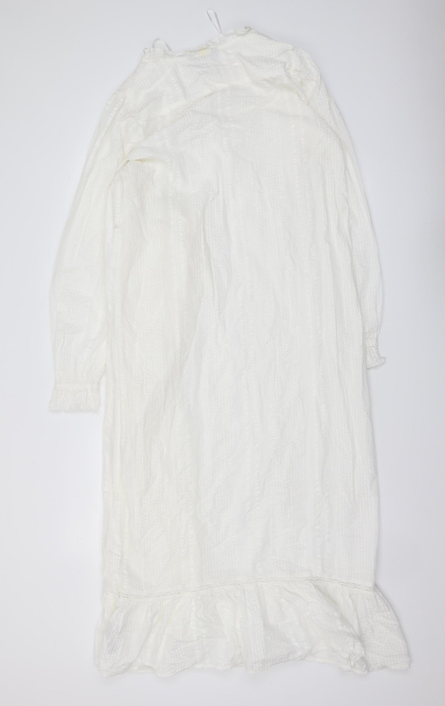 Marks and Spencer Womens Ivory Cotton Maxi Size 10 Round Neck Button