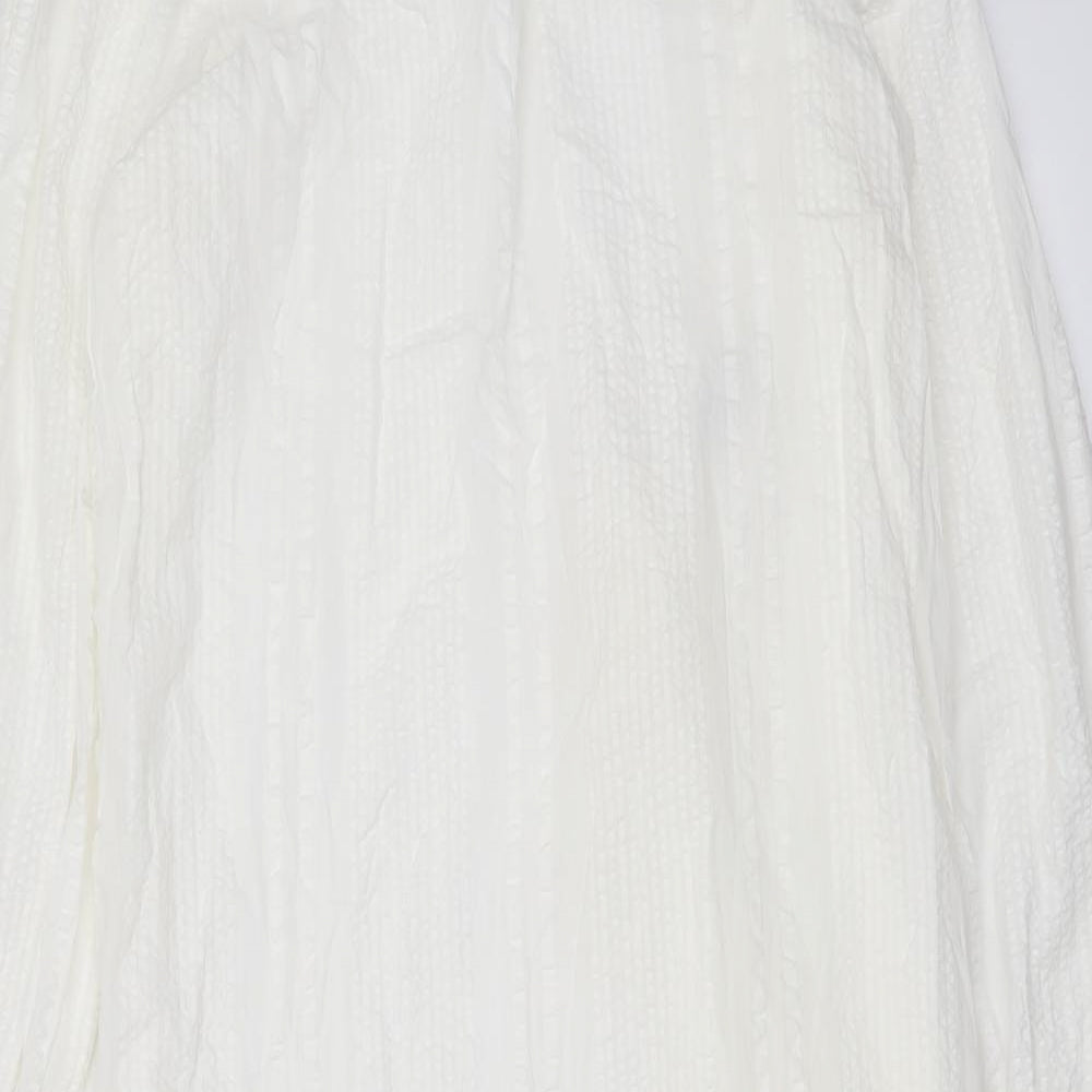 Marks and Spencer Womens Ivory Cotton Maxi Size 10 Round Neck Button
