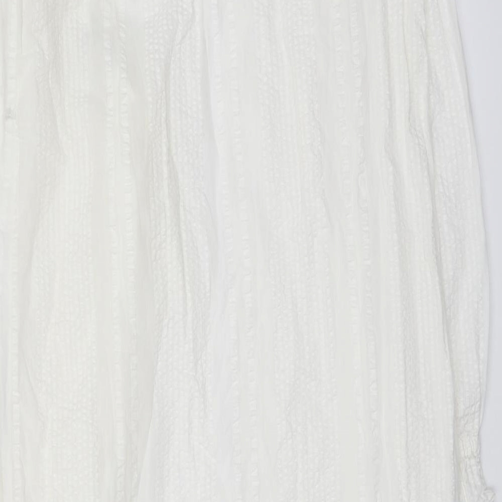 Marks and Spencer Womens Ivory Cotton Maxi Size 10 Round Neck Button