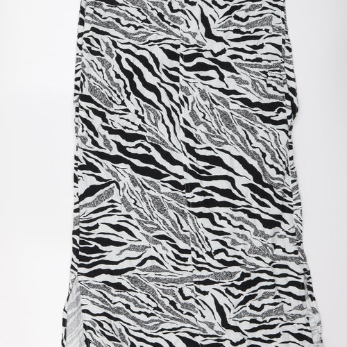 Marks and Spencer Womens White Animal Print Linen Tank Dress Size 6 Round Neck Pullover - Zebra pattern
