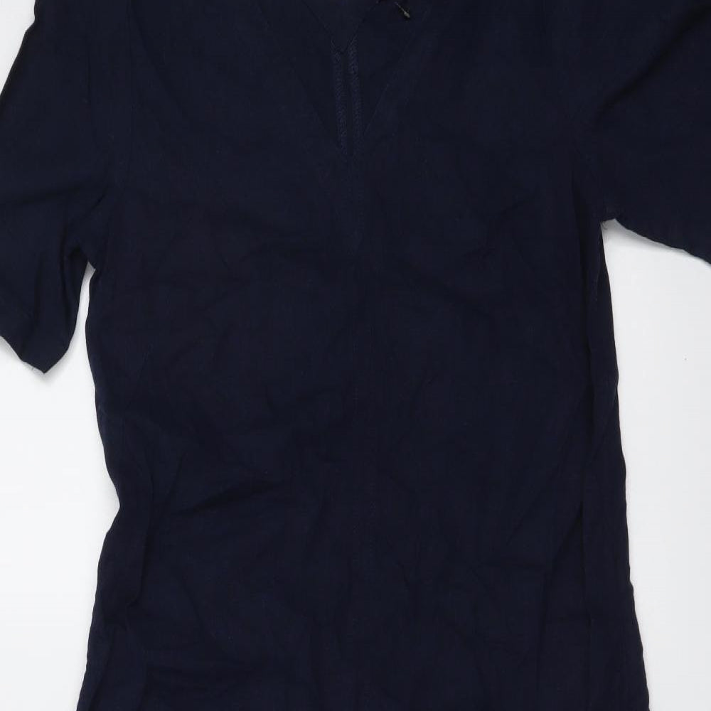 Marks and Spencer Womens Blue Linen A-Line Size 6 V-Neck Pullover