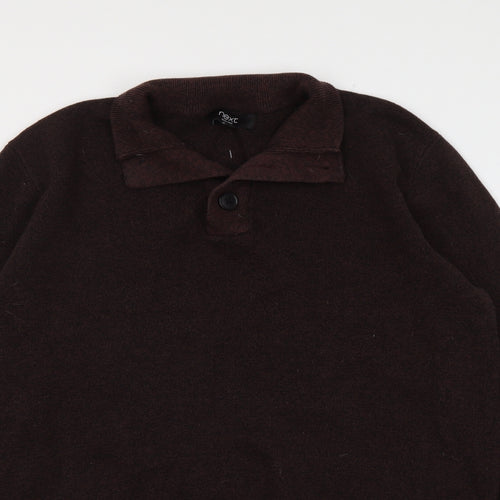NEXT Mens Red Collared Cotton Pullover Jumper Size L