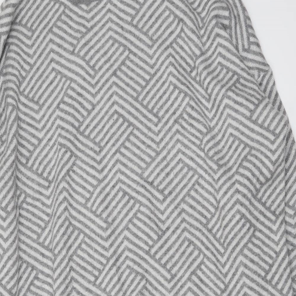 Coercion Womens Grey Geometric Acrylic Jumper Dress Size 22 Boat Neck Pullover