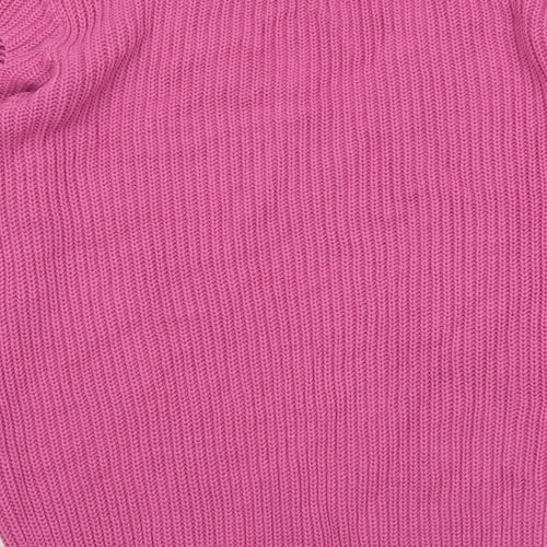 BASSINI Womens Pink V-Neck Acrylic Pullover Jumper Size M