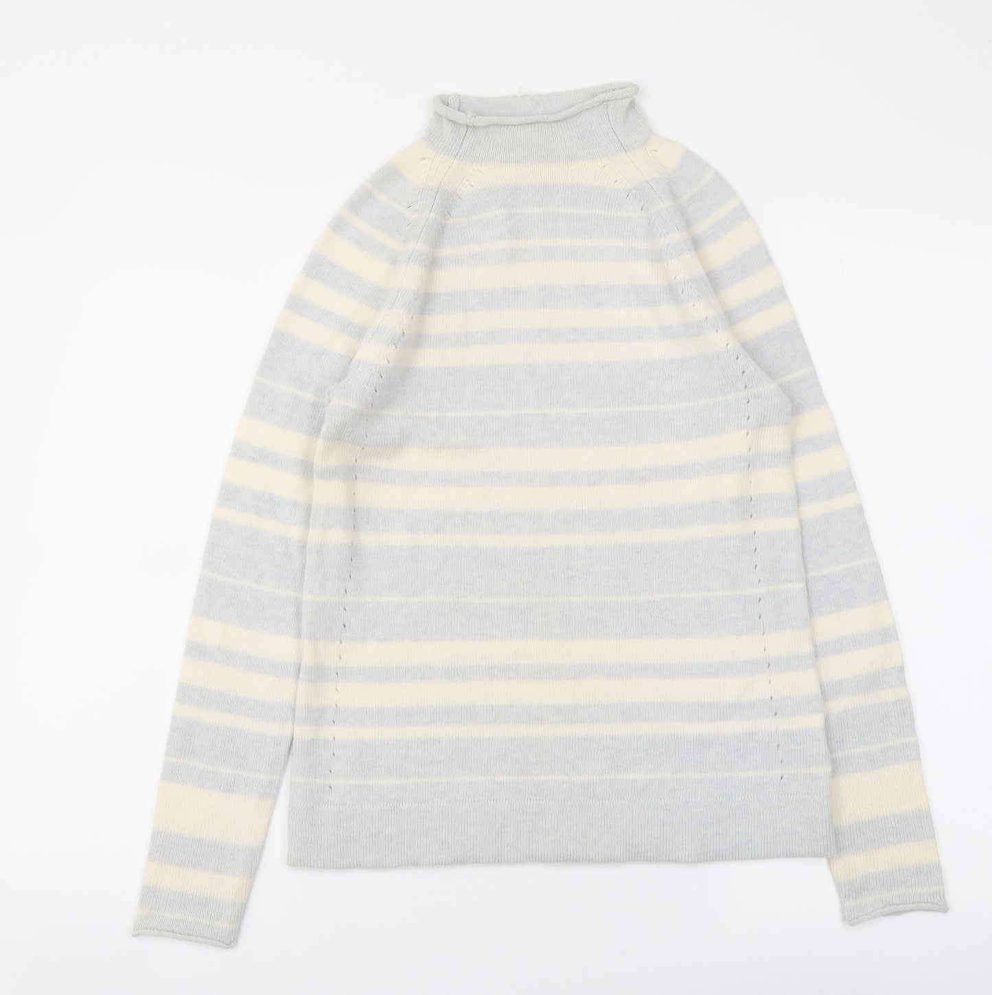 Gap Womens Blue Mock Neck Striped Wool Pullover Jumper Size 2XS