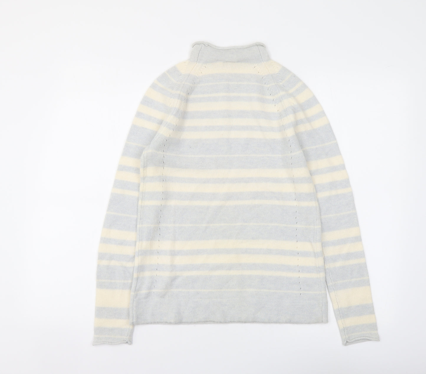 Gap Womens Blue Mock Neck Striped Wool Pullover Jumper Size 2XS