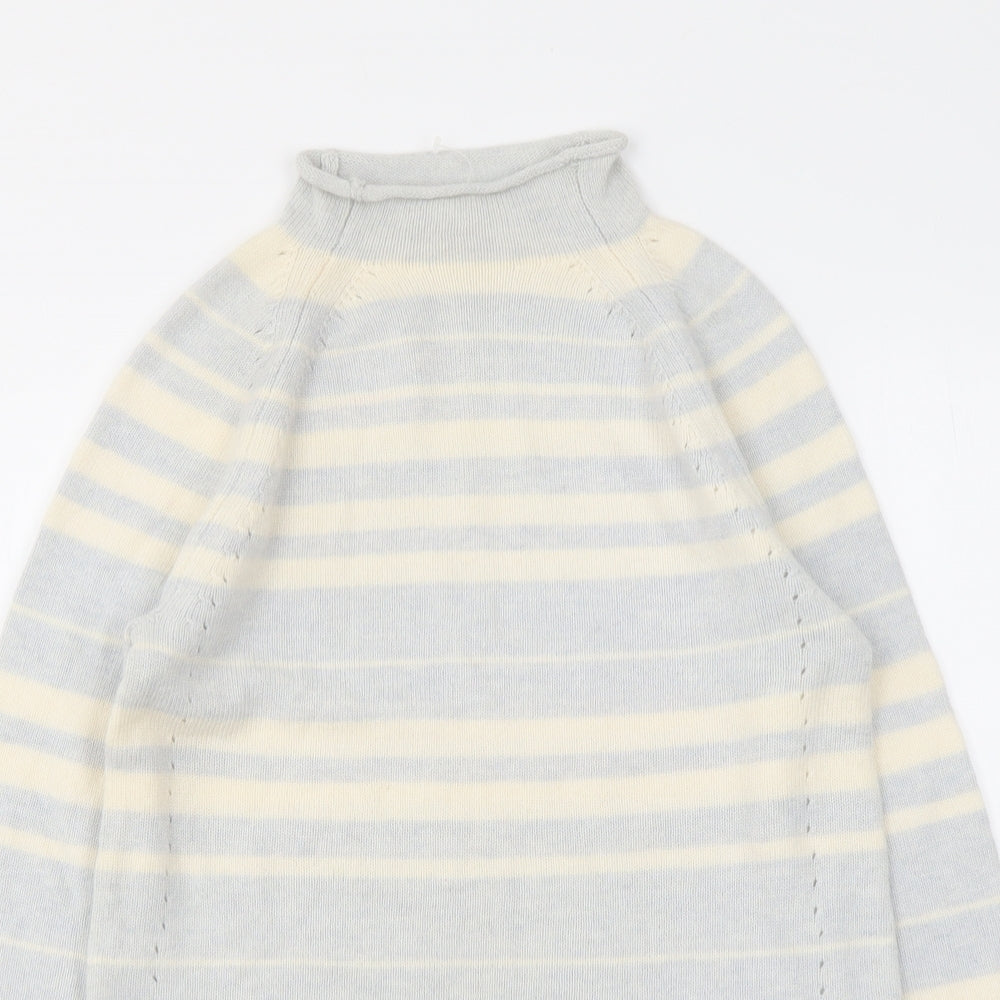 Gap Womens Blue Mock Neck Striped Wool Pullover Jumper Size 2XS