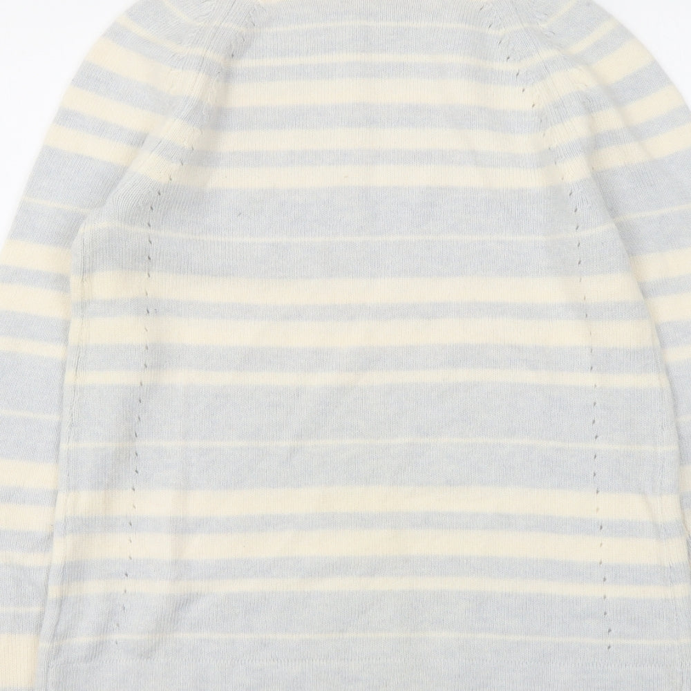 Gap Womens Blue Mock Neck Striped Wool Pullover Jumper Size 2XS