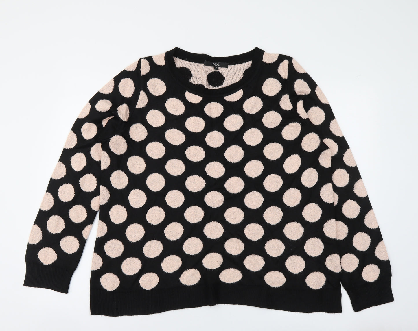 NEXT Womens Black Round Neck Polka Dot Acrylic Pullover Jumper Size 18