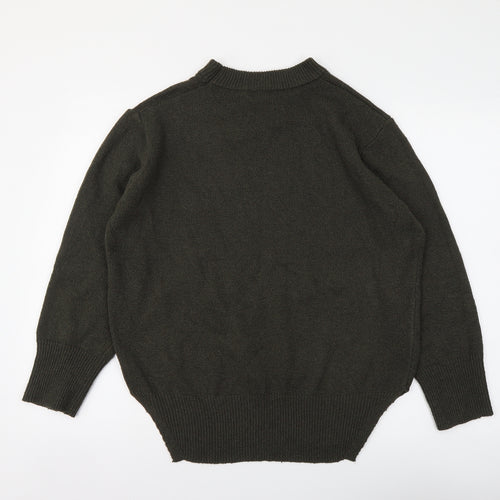 SheIn Womens Green Round Neck Polyester Pullover Jumper Size M