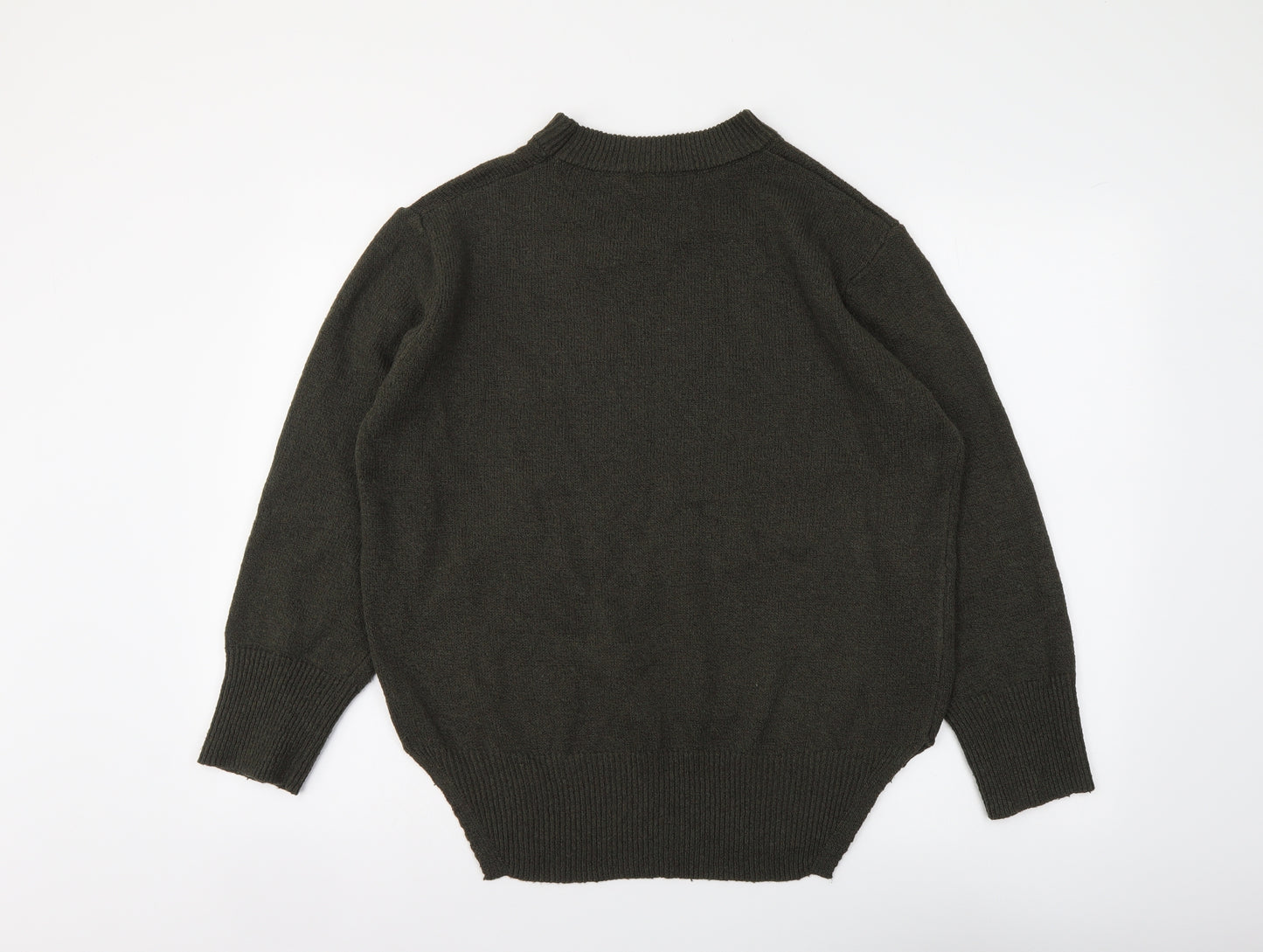 SheIn Womens Green Round Neck Polyester Pullover Jumper Size M