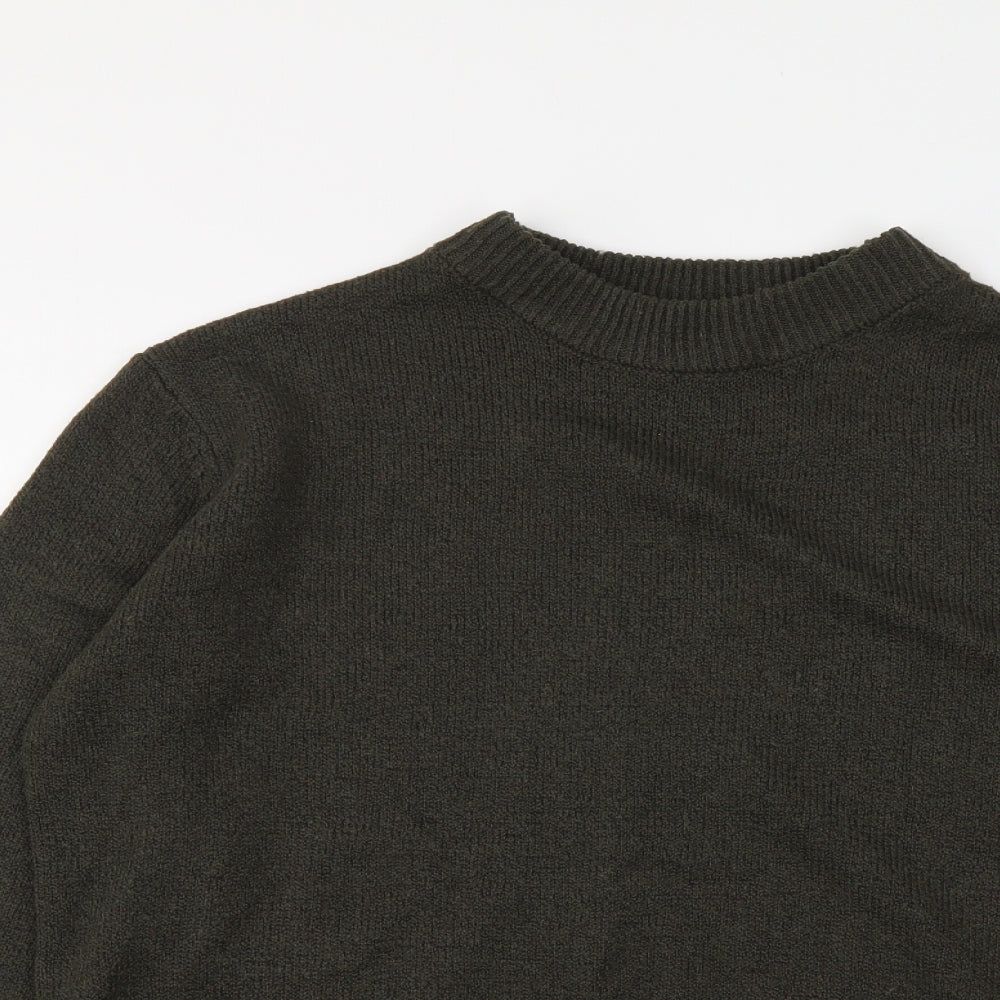 SheIn Womens Green Round Neck Polyester Pullover Jumper Size M