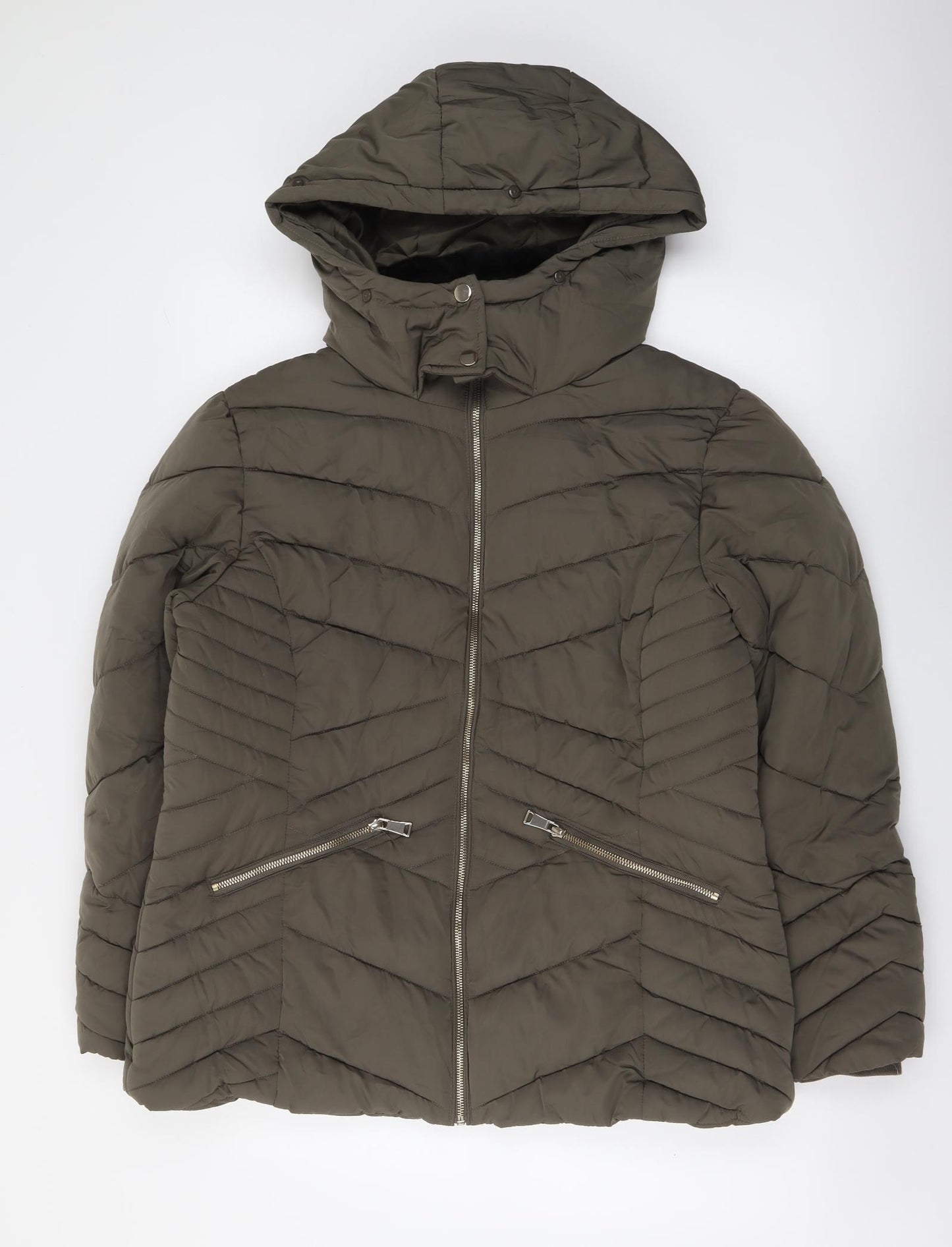 Primark Womens Green Jacket Coat Size L Zip