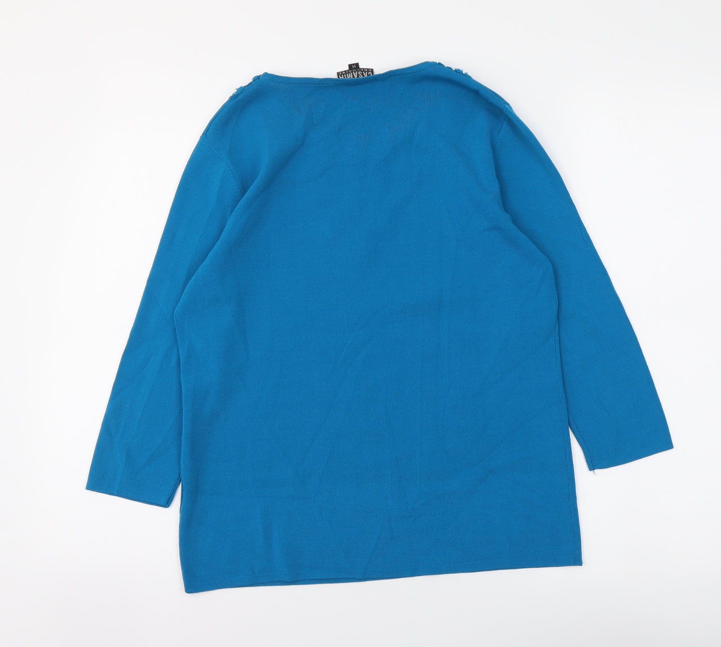 Casamia Womens Blue Viscose Basic Blouse Size M V-Neck