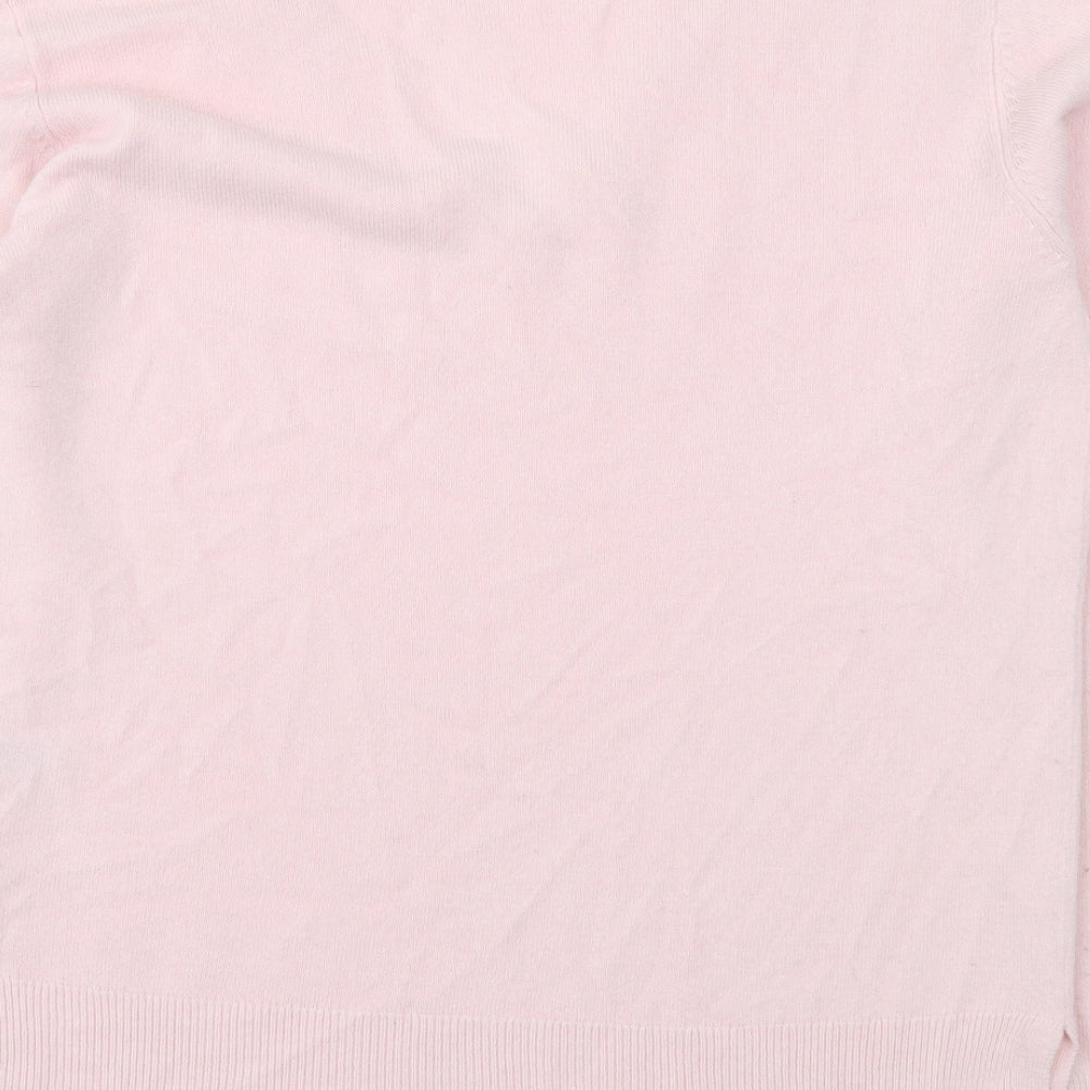 Marks and Spencer Womens Pink V-Neck Acrylic Pullover Jumper Size 12
