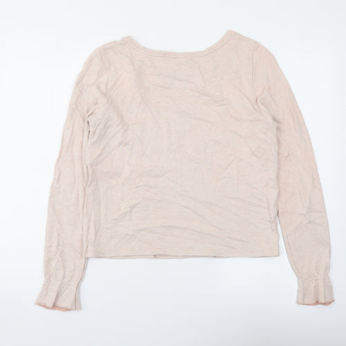 Fashion House Womens Pink Polyester Basic Blouse Size 10 Boat Neck - Make a wish