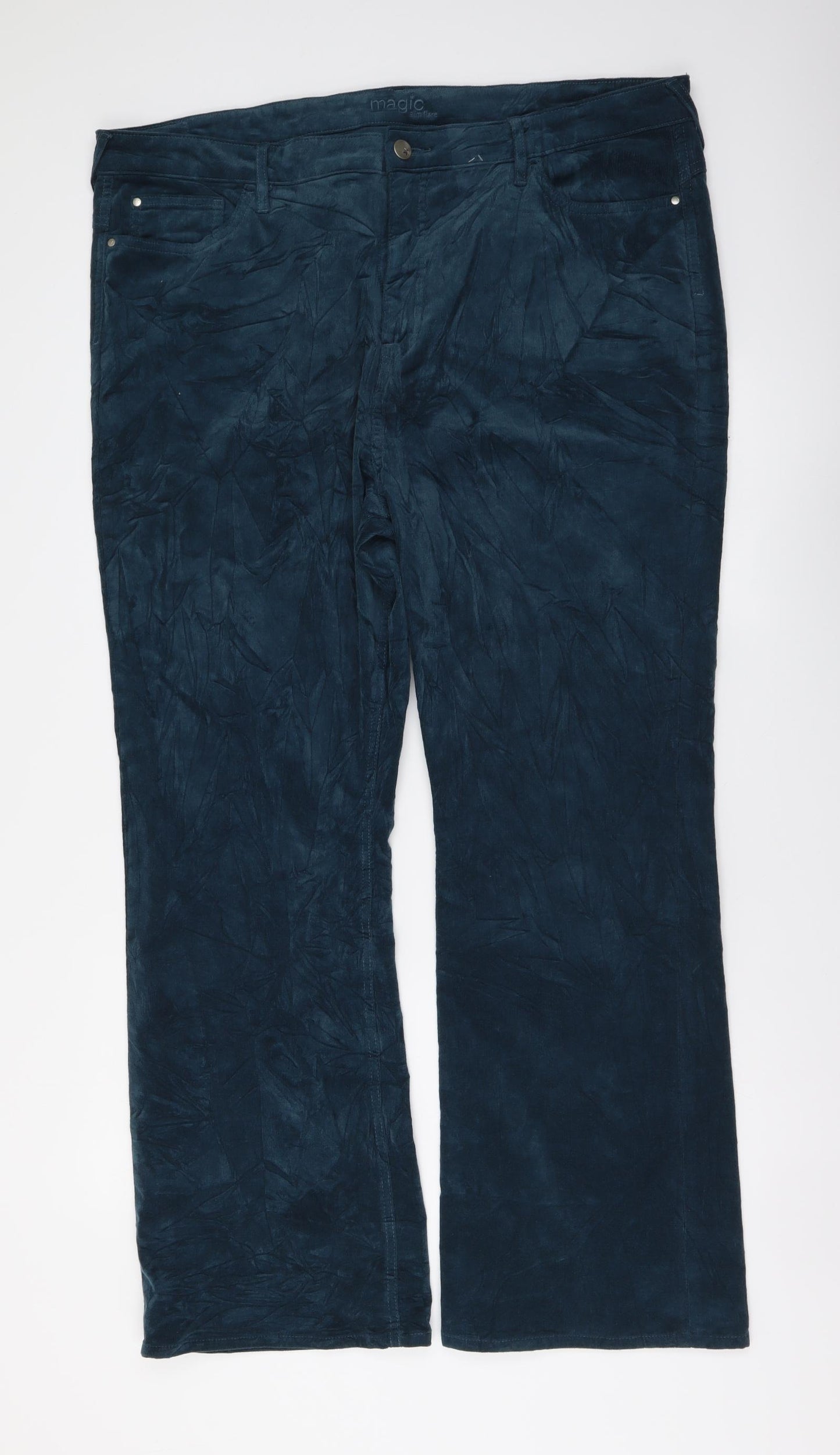 Marks and Spencer Womens Blue Cotton Bootcut Jeans Size 22 L30 in Regular Button