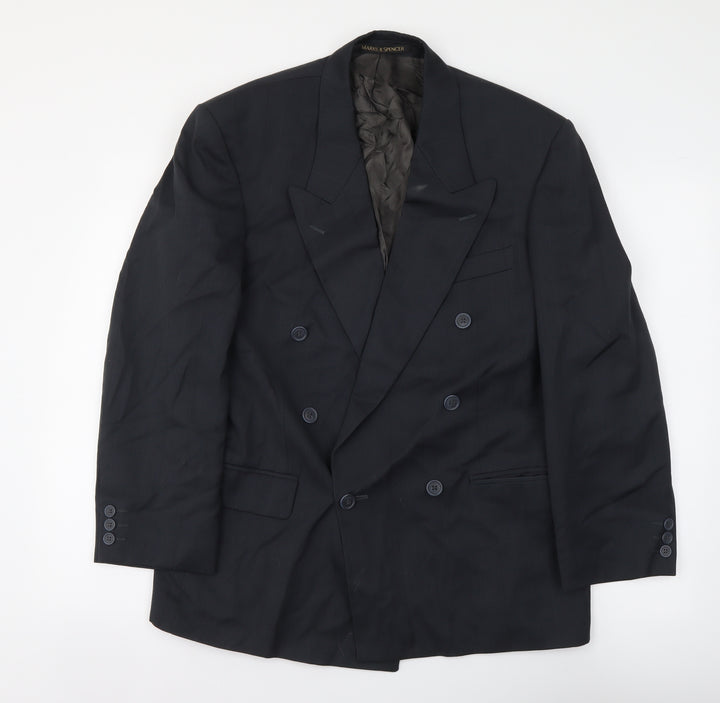 Marks and Spencer Mens Grey Striped Polyester Jacket Suit Size M